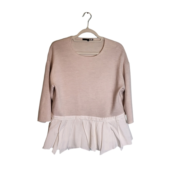 Tibi Merino Wool Layered Mixed Media Blouse - Picture 1 of 9